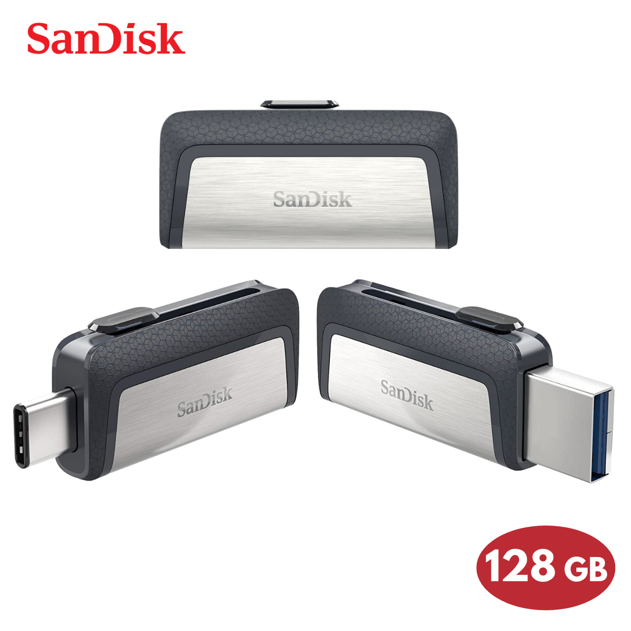 SanDisk 128GB Ultra Dual Drive USB Type-C - USB-C, USB 3.1 -  SDDDC2-128G-G46, Gray